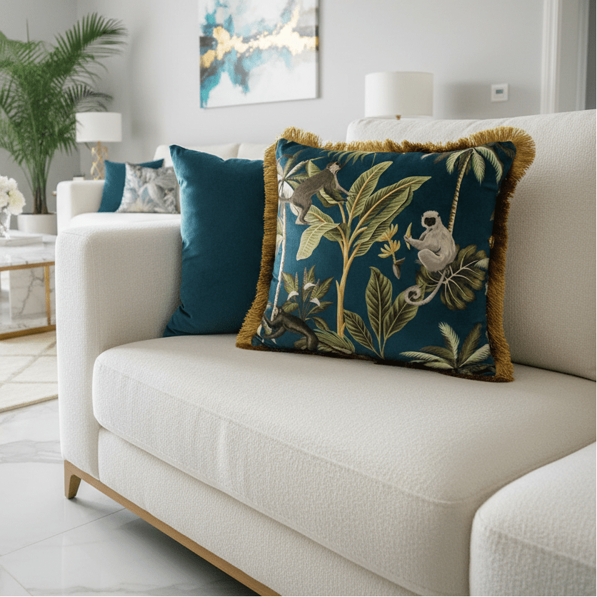 1083 Monkey Palm Fringe Pillow Cover