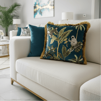 1083 Monkey Palm Fringe Pillow Cover