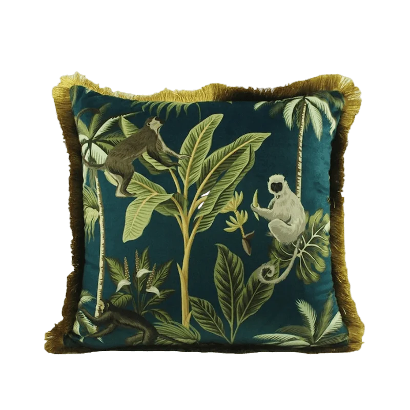 1083 Monkey Palm Fringe Pillow Cover