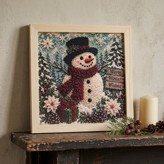 3D Christmas Fabric Poke Art Kit - Snowman