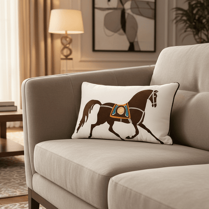1201 Noble Steed Embroidered Pillow Covers