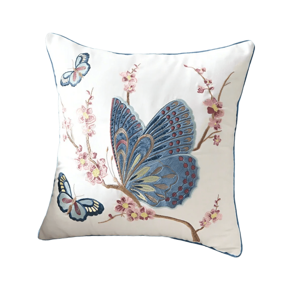 1148 Papillon Embroidered Pillow Cover