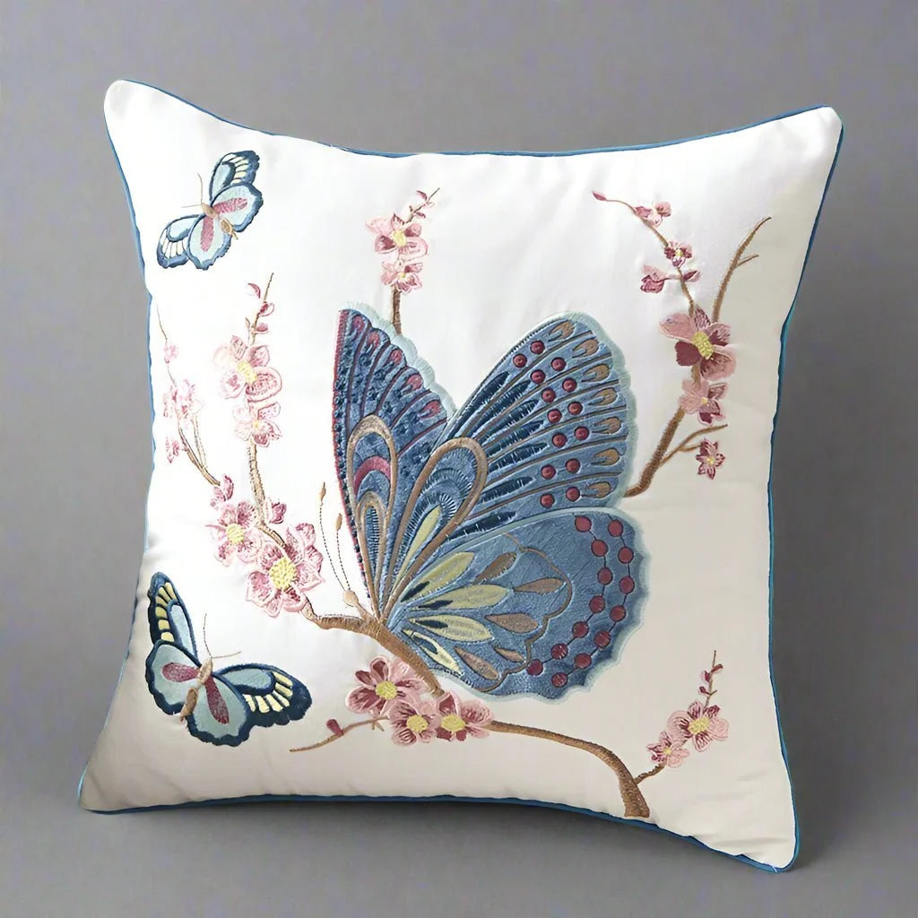 1148 Papillon Embroidered Pillow Cover