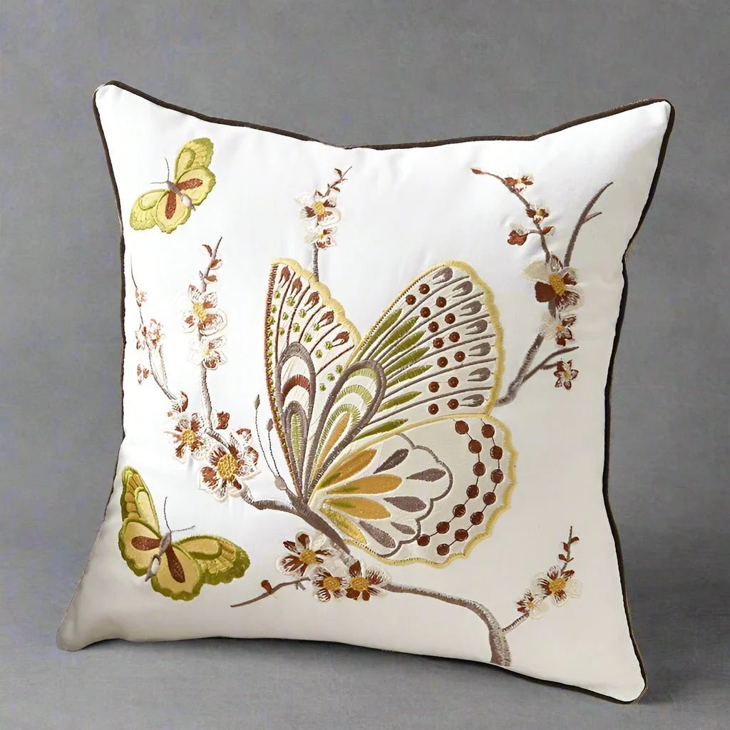 1148 Papillon Embroidered Pillow Cover