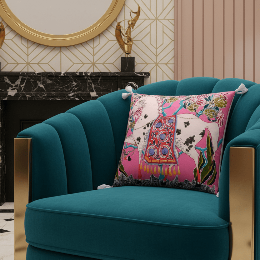 1160 Pink Horse Parade Pillow Cover