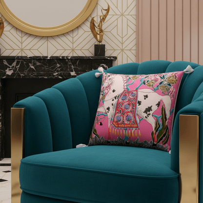 1160 Pink Horse Parade Pillow Cover