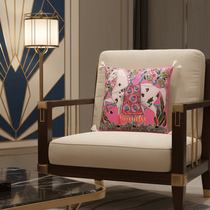 1160 Pink Horse Parade Pillow Cover
