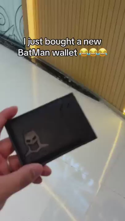 WH_AD_1032852062629004 | Leather Bat Wallet for Men and Women, Superhero-Inspired Card Holder with Multiple Card Slots, Eye Cutout Design, Personalized ID Wallet
