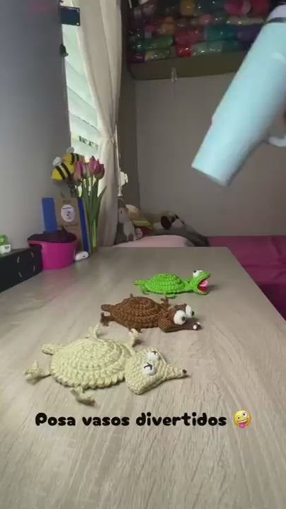 WH_AD_1594565815582921 | Handmade 3D Crochet Lizard Coaster, Funny Animal Cup Mat, Cute Desk Decor and Unique Gift for Home & Office