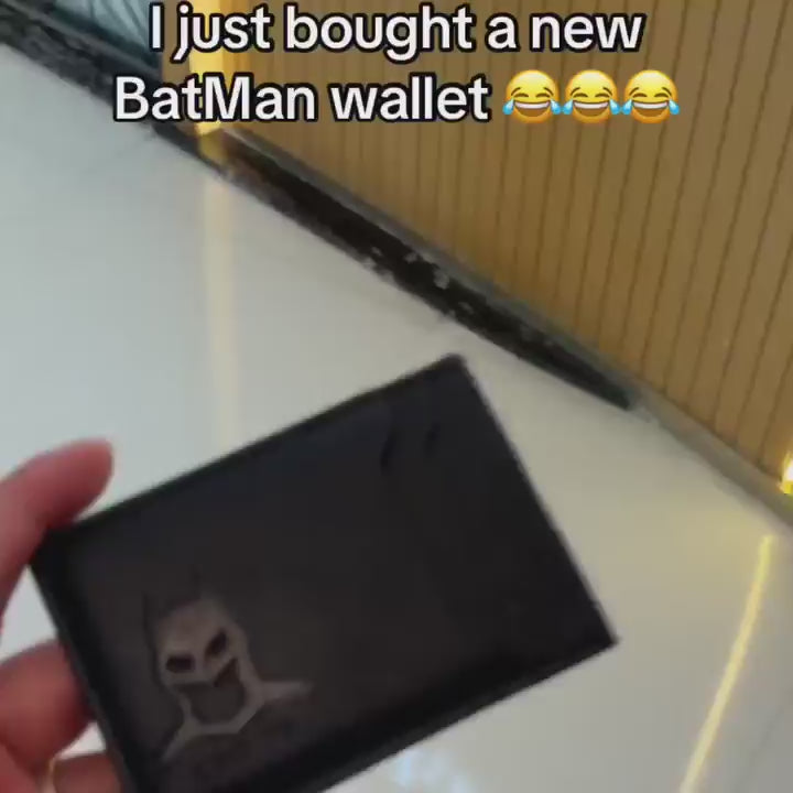 WH_AD_1417623266865228 | Leather Bat Wallet for Men and Women, Superhero-Inspired Card Holder with Multiple Card Slots, Eye Cutout Design, Personalized ID Wallet