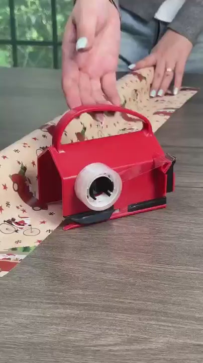 WH_AD_2481235629026009 | Dual-Use Wrapping Paper Cutter & Tape Dispenser Kit - Red