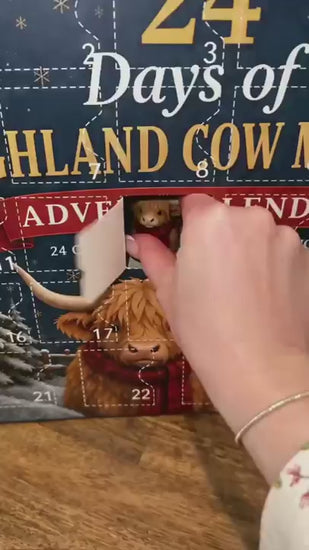 WH_AD_1059320296811671 | 24 Days of Highland Cow Magic Advent Calendar, 24 Cute Collectible Cow Mini Figures, Farmhouse Holiday Decor, Christmas Countdown Calendar Gift Set for Cow Lovers