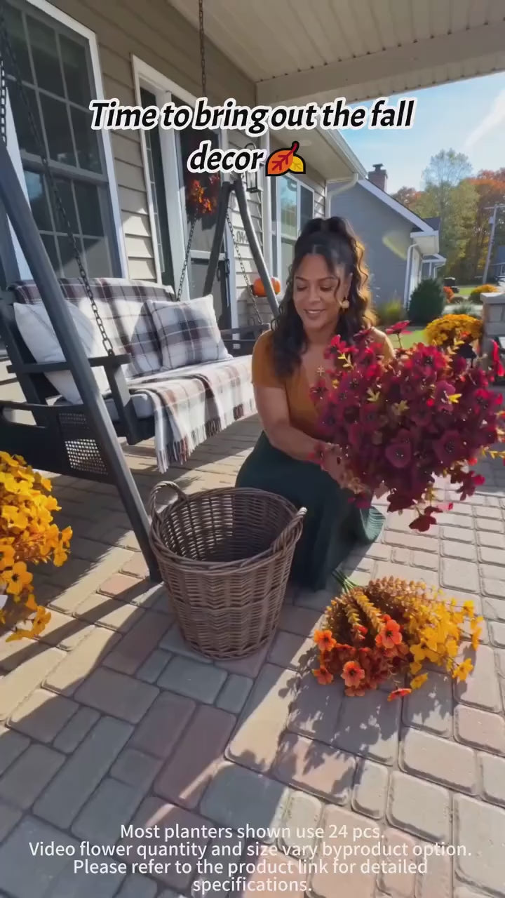 WH_AD_1393500729573364 | 🍁UV-Resistant Artificial Daisy Flowers for Fall Decor Halloween - 1 Bundle of Autumn Orange