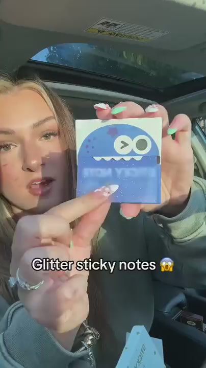 WH_AD_1783800759297355 | 12 Boxes of Glittery Transparent Pull-Out Sticky Notes (960 Sheets Total) – Sparkly Office Stationery with Strong Adhesion, No Residue, Reusable Up to 50 Times per Sheet