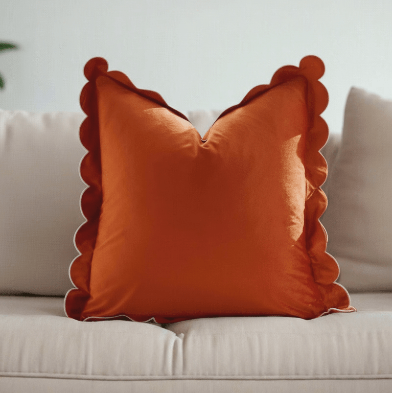 1129 Scalloped Velvet Pillow Cover