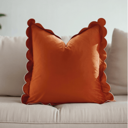 1129 Scalloped Velvet Pillow Cover