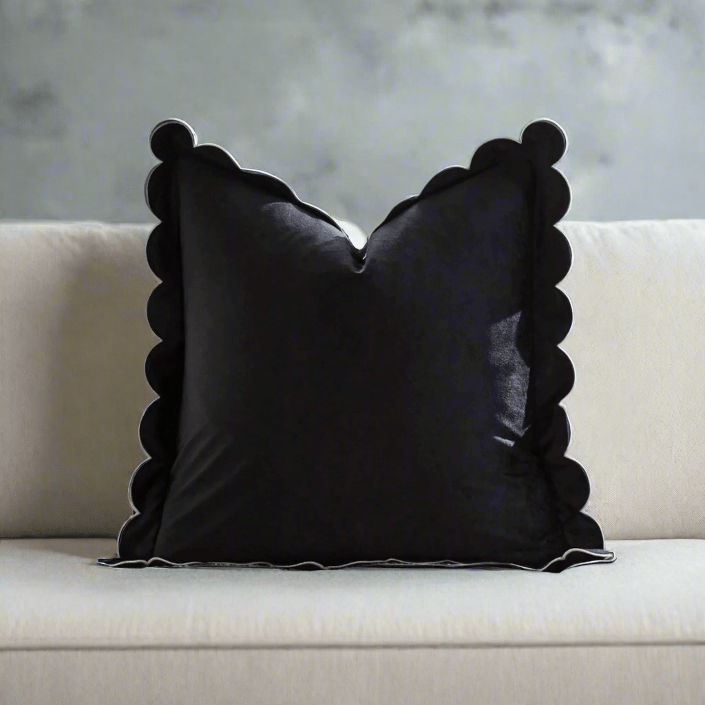 1129 Scalloped Velvet Pillow Cover
