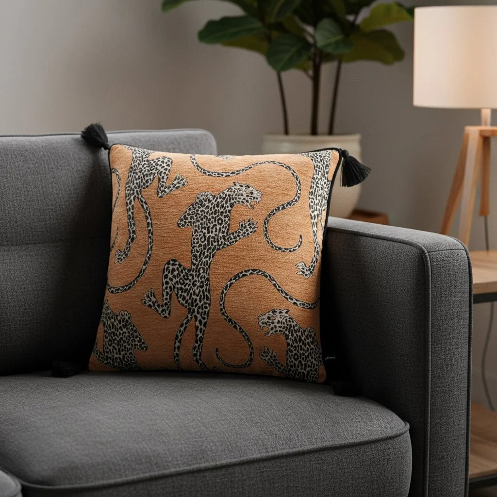 1128 Snow Leopard Chenille Pillow Cover