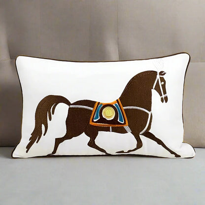 1201 Noble Steed Embroidered Pillow Covers