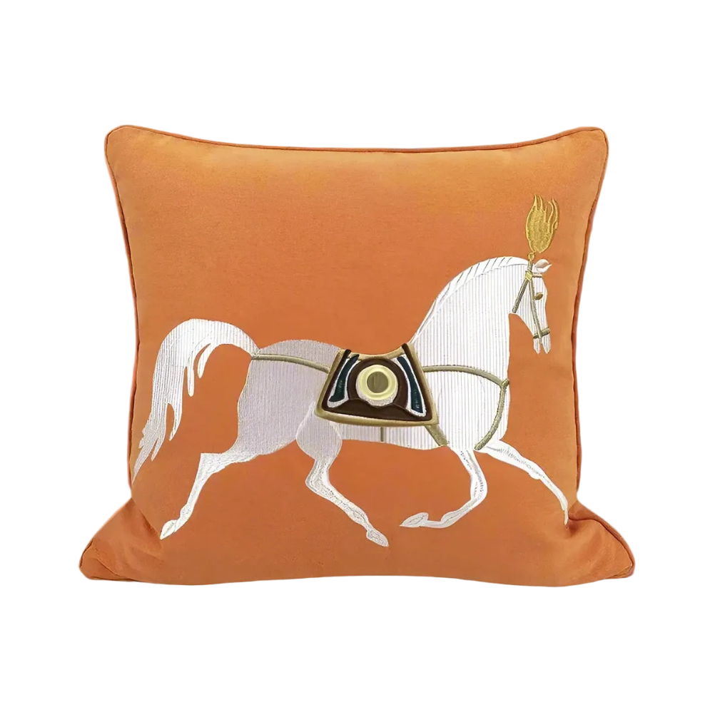 1201 Noble Steed Embroidered Pillow Covers