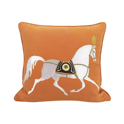1201 Noble Steed Embroidered Pillow Covers