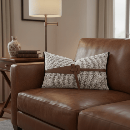 1122 The Small Leather Belt Pillow Cover