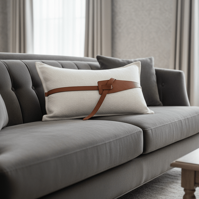 1122 The Small Leather Belt Pillow Cover