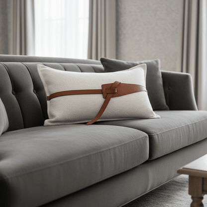 1122 The Small Leather Belt Pillow Cover
