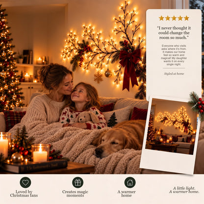 Family cozy evening under the warm vine light
