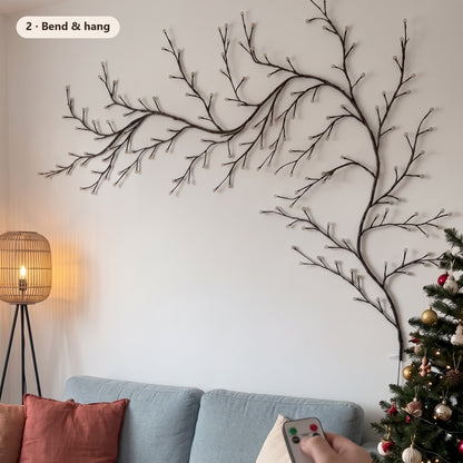 Step 2: branches bent and hung on the wall, lights off