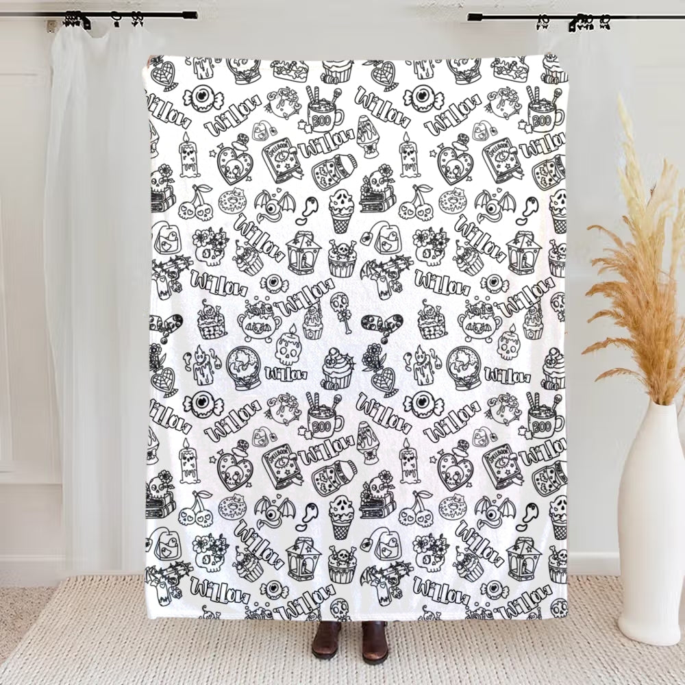 Flannel blanket flat lay showing fabric quality and texture