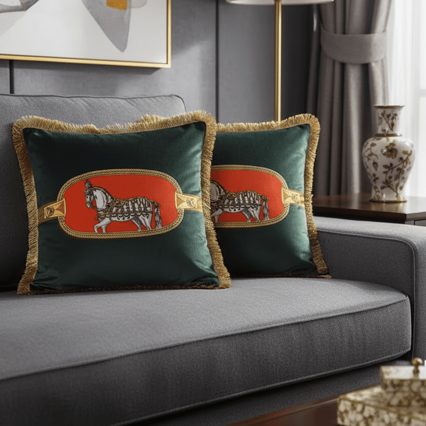 1168 White Cheval Velvet Pillow Cover