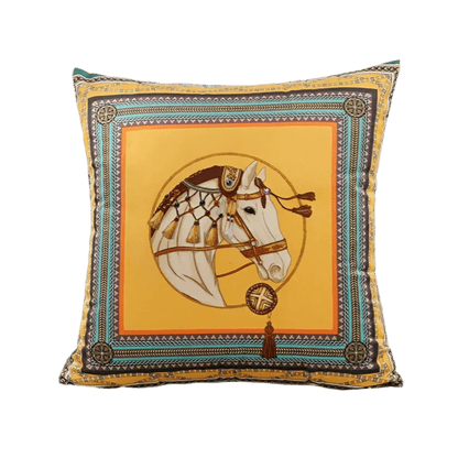 1181 Yellow Horse Velvet Pillow Cover