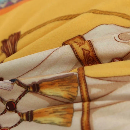 1181 Yellow Horse Velvet Pillow Cover