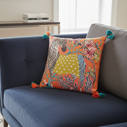 1164 Zesty Orange Zebra Pillow Cover